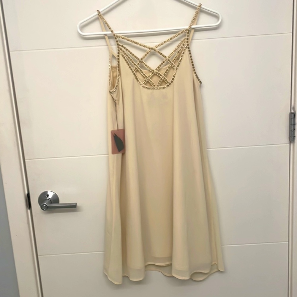 Beautiful Cream Dress with Gold Embellishment Beads